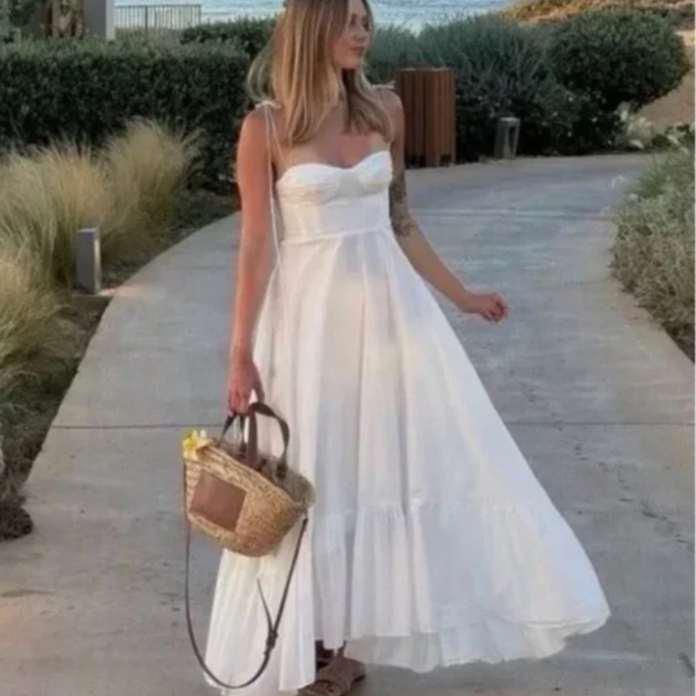 Zara viral white maxi dress
